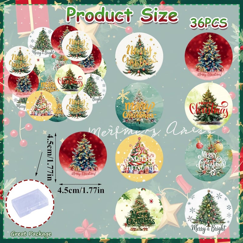 Fyeoxle 36PCS Edible Christmas Tree Cupcake Toppers Wafer Paper Merry Christmas Tree Cupcake Picks for Christmas Theme New Year Party Baby Shower Birthday Supplies - Image 2